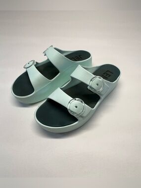 Lemon Jelly Gaia Aqua Green Vegan Platform Slide Sandals - EU 41 / US 10